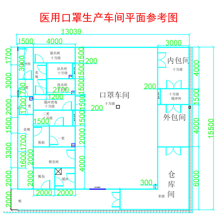 一次性医用口罩生产纯水设备纯水机生产车间安装平面图用水点位